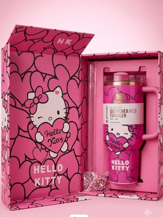 Stanley Other - Stanley x Hello Kitty LOVESHACKFANCY Pink Travel Tumbler box Gold Accent 40oz